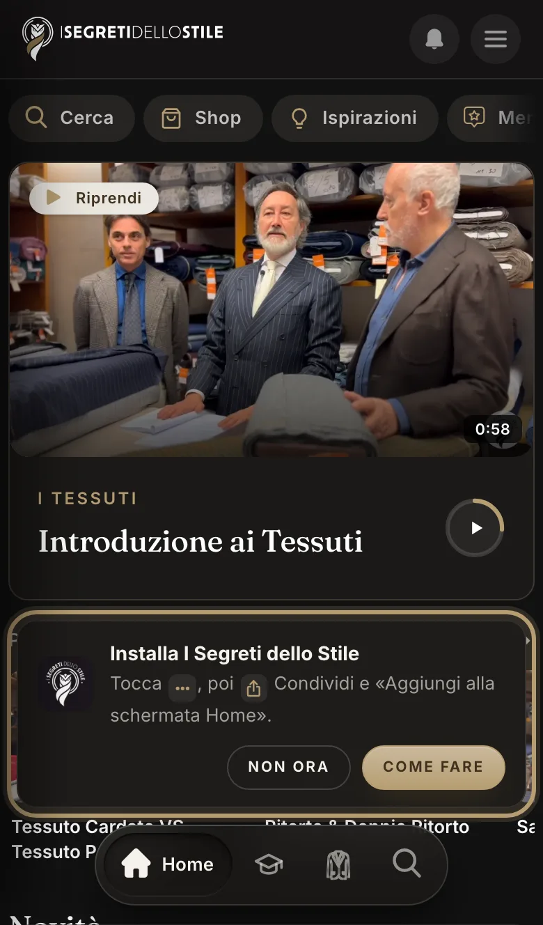 L'invito a installare l'app, in basso nella home del telefono