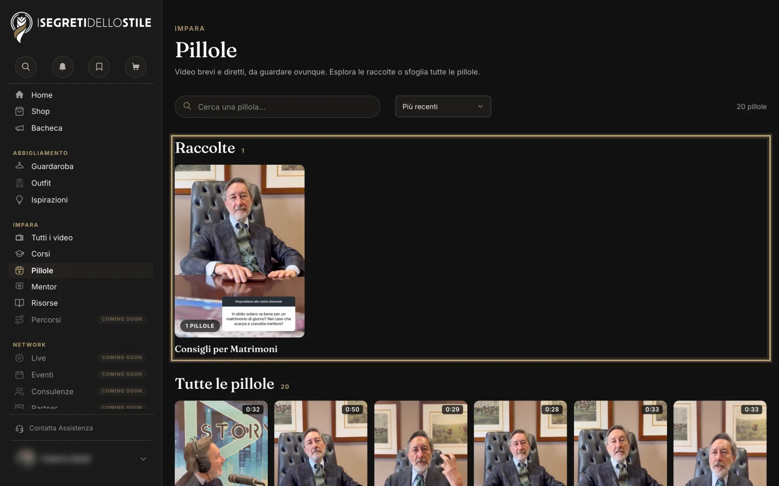 Le Pillole: la ricerca, le raccolte e, sotto, tutte le pillole